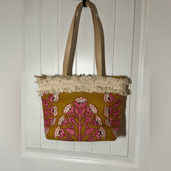 Spartina 449 Embroidered Fringe Pom Pom Tote - Picture 6 of 16